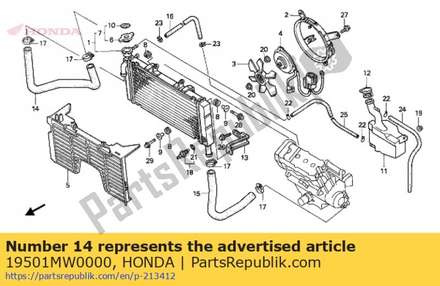 Hose, radiator upper 19501MW0000 Honda