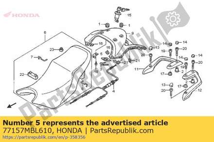 Stay, cowl lid lock cable 77157MBL610 Honda