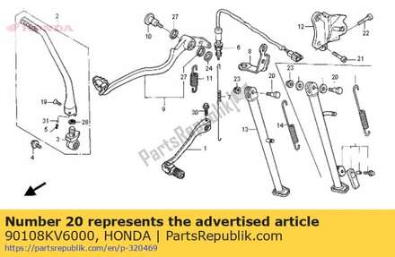 Screw, side stand pivot 90108KV6000 Honda
