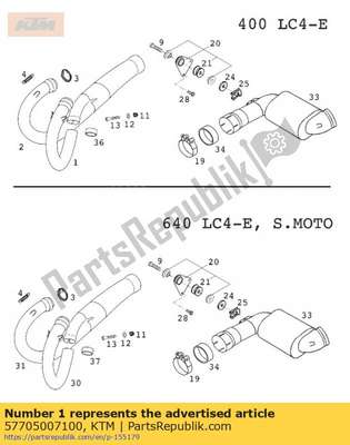 Exhaust pipe l/s 'ktm577 57705007100 KTM