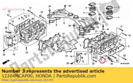 Guide, valve (os) 12204MCAP00 Honda