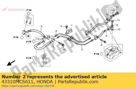 Hose comp. a, rr. brake 43310MCS611 Honda