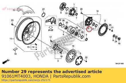 Bearing, radial ball, 35x55x10 91061MT4003 Honda