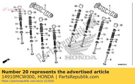 Lifter b, valve (3.28) 14910MCW000 Honda