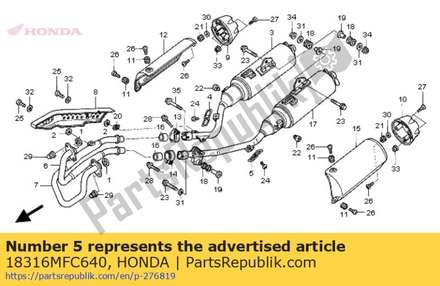 Guide, l. ex. pipe 18316MFC640 Honda