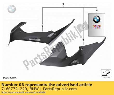 Trim cover, fuel tank, right - cfk             71607721220 BMW