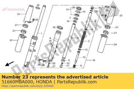 Cover comp., l. fr. fork top 51660MBA000 Honda