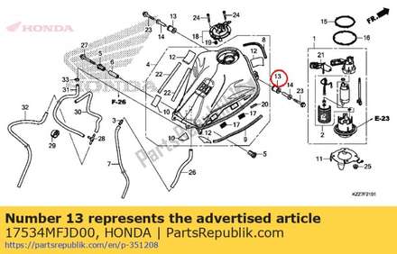 Rubber, rr. tank mounting 17534MFJD00 Honda