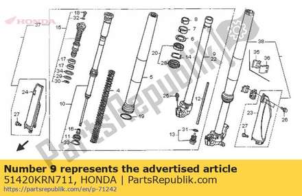 Pipe comp., r. slide 51420KRN711 Honda