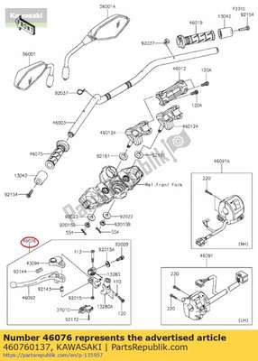 Lever-assy-grip,clutch kle650f 460760137 Kawasaki