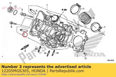 Guide, ex. valve (o.s.) 12205MGS305 Honda
