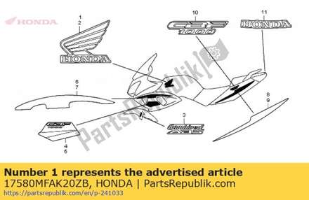 Mark, r. wing *type2* 17580MFAK20ZB Honda