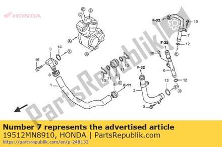 Pipe, rr. water outlet 19512MN8910 Honda