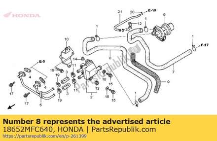 Tube, air injection control valve outlet 18652MFC640 Honda