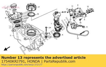 Cable,fuel lid 17540KRJ791 Honda