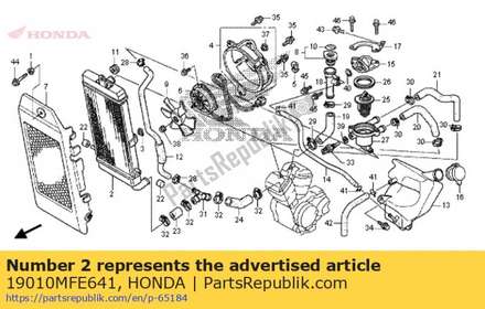 Radiator comp. 19010MFE641 Honda