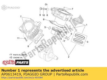 Cylinder with piston AP0613419 Piaggio Group
