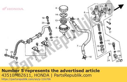 Cylinder sub assy., rr. master (nissin) 43510MBZ611 Honda