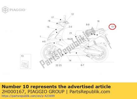 Rh rear fairing dec. "1" 2H000167 Piaggio Group