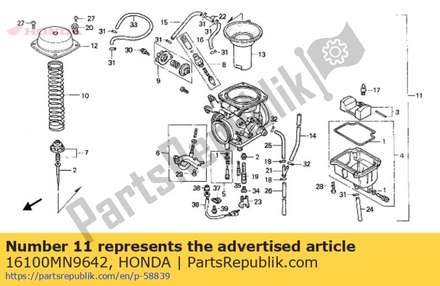 Carburetor assy ( 16100MN9642 Honda