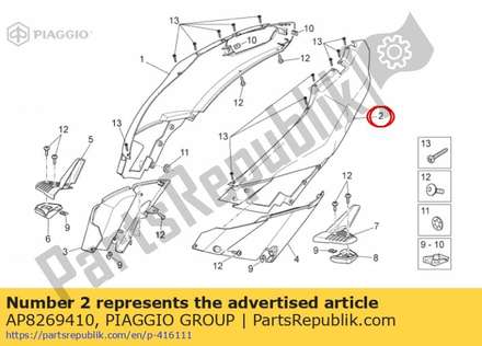 Lh side panel. red AP8269410 Piaggio Group