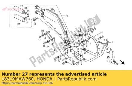 Cover, tail pipe 18319MAW760 Honda