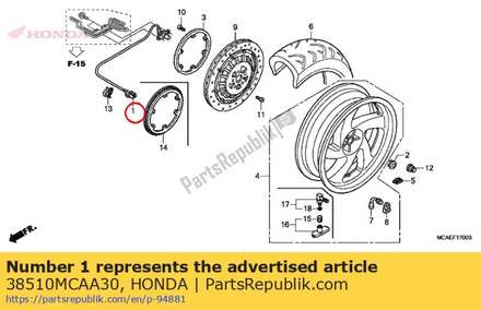 Sensor, rr. wheel speed 38510MCAA30 Honda