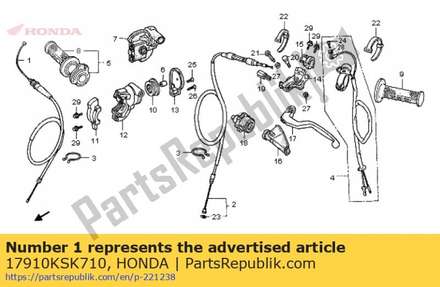Cable comp., throttle 17910KSK710 Honda