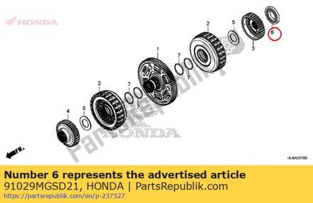 Bearing, radial ball, 40x68x7.5 91029MGSD21 Honda