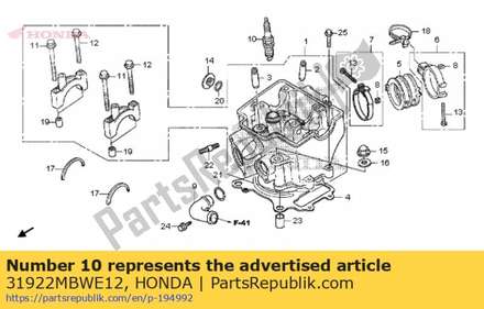 Spark plug 31922MBWE12 Honda