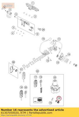 Serratura cilindro serratura sedile 61307050020 KTM