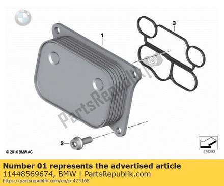 Oil-to-water heat exchanger 11448569674 BMW