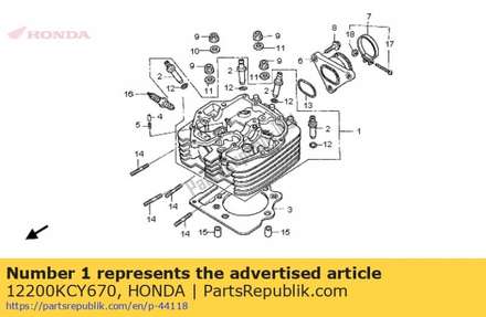 Head comp., cylinder 12200KCY670 Honda