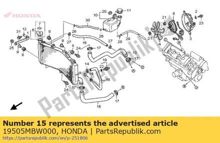 Hose, radiator lower 19505MBW000 Honda