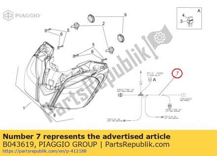 Koplamp bedrading met harnas B043619 Piaggio Group