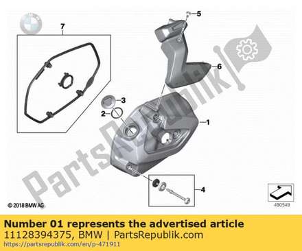 Cylinder head cover, agate gray, left 11128394375 BMW
