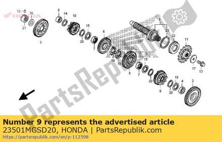 Gear, countershaft fifth (31t) 23501MGSD20 Honda