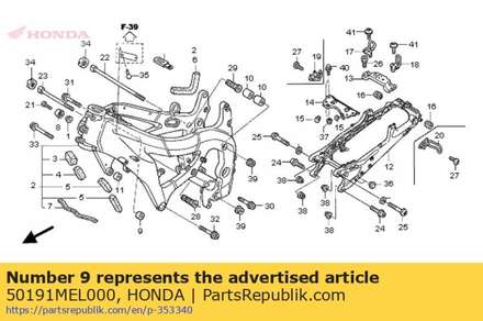 Collar b, engine hanger 50191MEL000 Honda