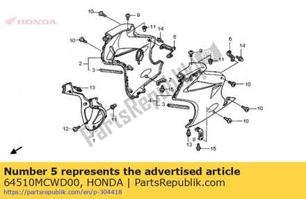 Stay comp., r. side cowl 64510MCWD00 Honda