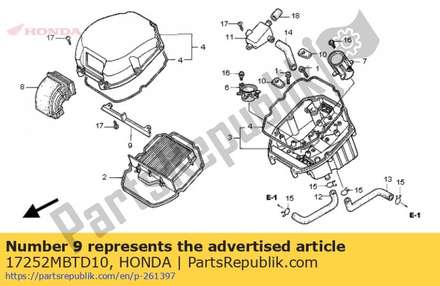 Inner, air cleaner duct 17252MBTD10 Honda