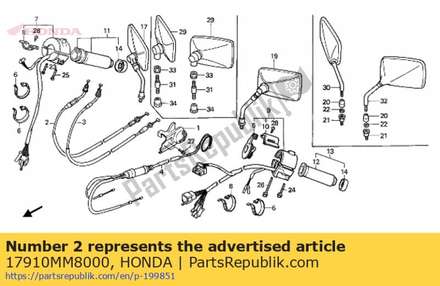 Cable comp. a, throttle 17910MM8000 Honda