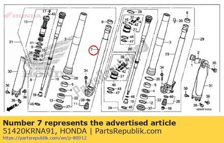 Pipe comp., r. slide 51420KRNA91 Honda