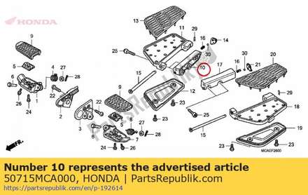 Holder, r. pillion step 50715MCA000 Honda