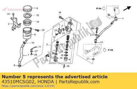 Cylinder sub assy., rr. master 43510MCSG02 Honda