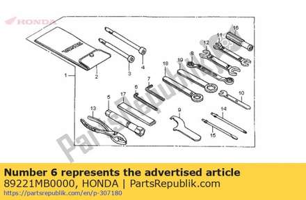 Wrench, hex., 6mm 89221MB0000 Honda