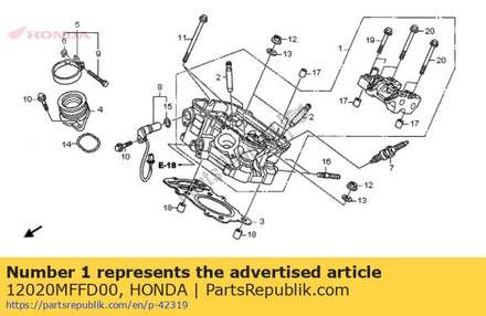 Head assy., rr. cylinder 12020MFFD00 Honda