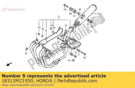 Guide, ex. pipe 18312MZ1950 Honda