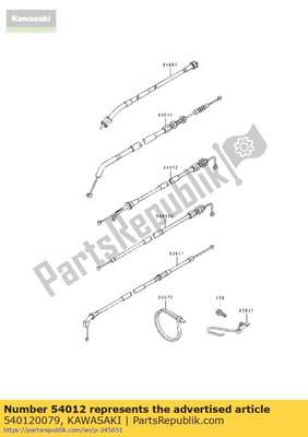 Cable-throttle,opening ex250-f 540120079 Kawasaki