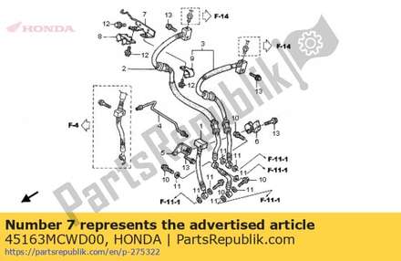 Stay, fr. brake hose clamper 45163MCWD00 Honda