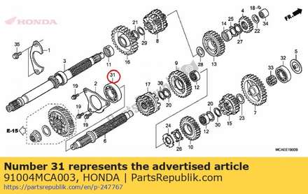 Bearing, radial ball, 28x75x19(ntn) 91004MCA003 Honda